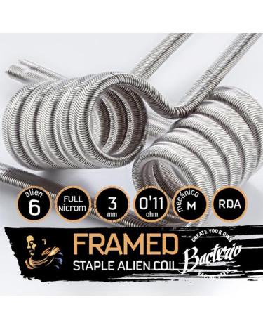 BACTERIO FRAMED STAPLE ALIEN 0,11 OHMS FULL N80 - Bacterio Coils Artesanales