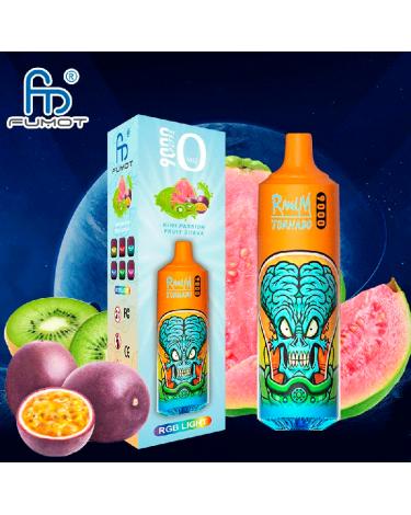 Descartável Kiwi Passion Fruit Guava Tornado 9000 Puff - 600mAh Fumot SEM NICOTINA