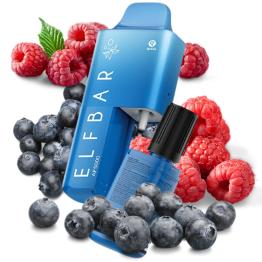 Kit Descartável Blueberry Sour Raspberry 20mg AF5000 ELFBAR - 5000 Puffs (Cartucho de 2ml + Frasco de 10ml)