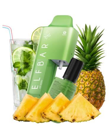 Kit Descartável Mojito Pineapple 20mg AF5000 ELFBAR - 5000 Puffs (Cartucho de 2ml + Frasco de 10ml)