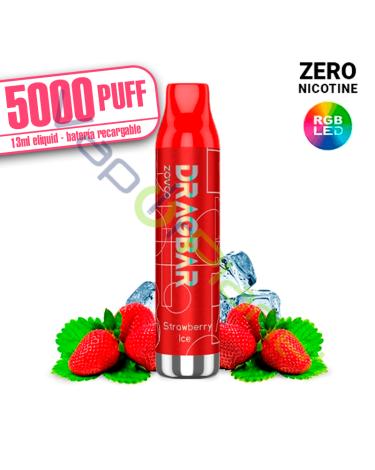 LED - Dragbar STRAWBERRY ICE 13ml - 5000 PUFF - Zovoo by VooPoo - Descartável SEM NICOTINA