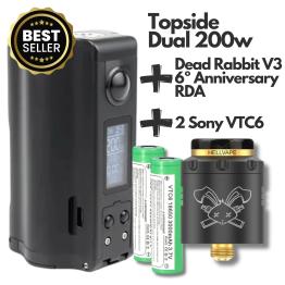 Mod BF Topside Dual 10ml 200w + Dead Rabbit 3 RDA 6th Anniversary Edition + 2 Pilhas Sony VTC6 18650