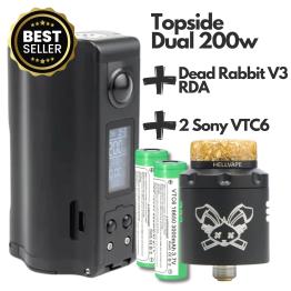 Mod BF Topside Dual 10ml 200w + Dead Rabbit 3 RDA (Matte Black) + 2 Pilhas Sony VTC6 18650