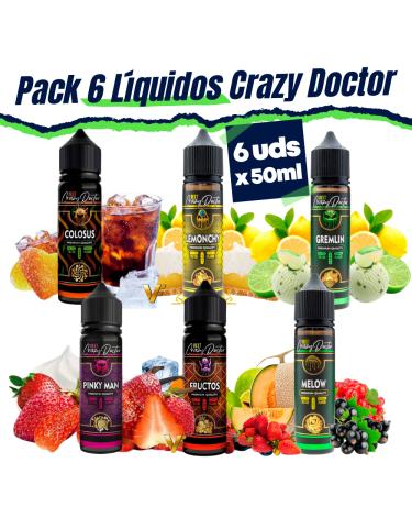 Pack 6 Líquidos Crazy Doctor - 6 x 50ml + Nicokits