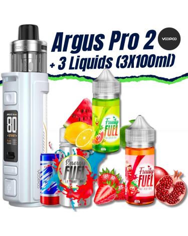 Pack Argus Pro 2 (Pearl White) VooPoo + 3 Liquidos (3x100ml)