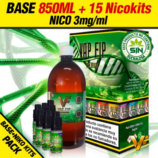 → PACK BASE VAP FIP 850ml + 15 Nicokits 1.000ml a 3mg/ml 】🏅 VaporPlanet ...