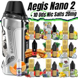 Pack de Iniciante Aegis Nano 2 Geekvape + 10 uds Sais 10ml 20mg