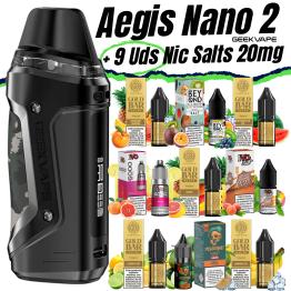 Pack de Iniciante Aegis Nano 2 Geekvape + 9 uds Sais 10ml 20mg