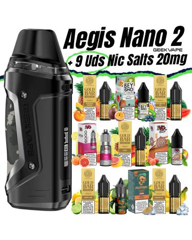 Pack de Iniciante Aegis Nano 2 Geekvape + 9 uds Sais 10ml 20mg