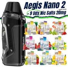 Pack de Iniciante Aegis Nano 2 Geekvape + 9 uds Barless Sais 10ml 20mg