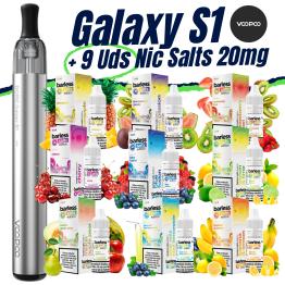 Pack de Iniciante Galaxy S1 VooPoo (SILVER) + 9 uds Barless Sais 10ml 20mg