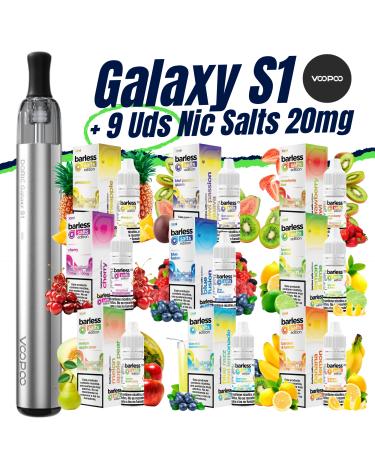 Pack de Iniciante Galaxy S1 VooPoo (SILVER) + 9 uds Barless Sais 10ml 20mg