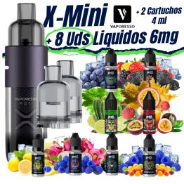 Pack de Iniciante - X-Mini Vaporesso (Mystic Purple) + 2 Cartuchos + 8 Líquidos 10ml 6mg