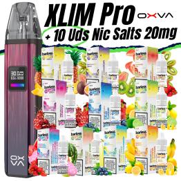 Pack de Iniciante Xlim Pro (Gleamy Red) OXVA + 10 uds Barless Sais 10ml 20mg