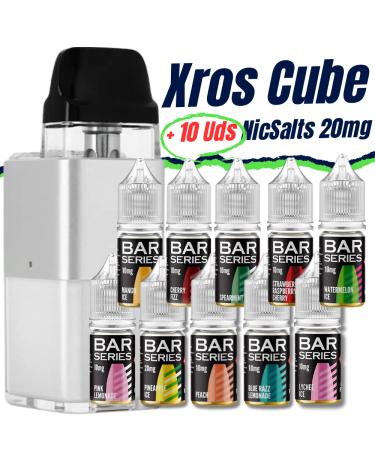 Pack de Iniciante Xros Cube (Silver) Vaporesso + 10 uds Sais 10ml 20mg