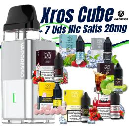 Pack de Iniciante - Xros Cube (SILVER) Vaporesso + 7 uds Sais 10ml 20mg