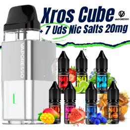 Pack de Iniciante - Xros Cube (SILVER) Vaporesso + 7 uds Sais 10ml 20mg