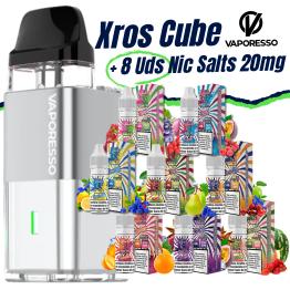 Pack de Iniciante - Xros Cube Silver - Vaporesso + 8 uds Sais 10ml 20mg