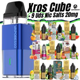 Pack de Iniciante Xros Cube OCEAN BLUE + 9 uds Sais 10ml 20mg