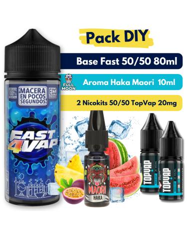 Pack DIY - Aroma Haka Maori 10ml - Maya 10ml + Base Fast4Vap 50/50 80ml + 2 Nicokits TopVap 20mg