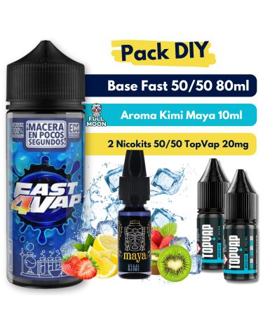 Pack DIY - Aroma Kimi 10ml - Maya 10ml + Base Fast4Vap 50/50 80ml + 2 Nicokits TopVap 20mg