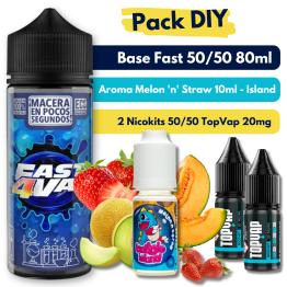 Pack DIY - Aroma Melon Straw 10ml + Base Fast4Vap 50/50 80ml + 2 Nicokits TopVap 20mg