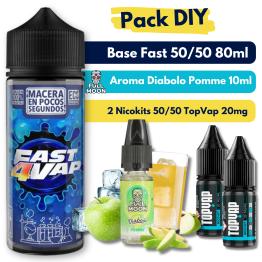 Pack DIY - Base Fast4Vap 50/50 80ml + Aroma Diabolo Pomme 10ml + 2 Nicokits TopVap 20mg