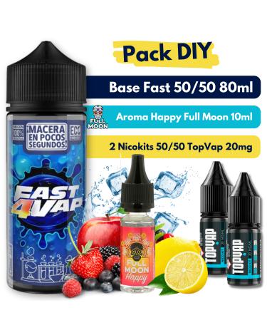 Pack DIY - Base Fast4Vap 50/50 80ml + Aroma HAPPY Full Moon 10ml + 2 Nicokits TopVap 20mg