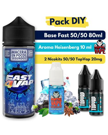 Pack DIY - Base Fast4Vap 50/50 80ml + Aroma HEISENBERG 10ml + 2 Nicokits TopVap 20mg