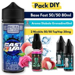 Pack DIY - Base Fast4Vap 50/50 80ml + Aroma Pink Full Moon 10ml + 2 Nicokits TopVap 20mg