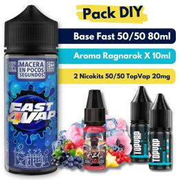 Pack DIY - Base Fast4Vap 50/50 80ml + Aroma Ragnarok X 10ml + 2 Nicokits TopVap 20mg