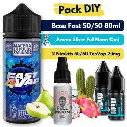 Pack DIY - Base Fast4Vap 50/50 80ml + Aroma Silver Full Moon 10ml + 2 Nicokits TopVap 20mg