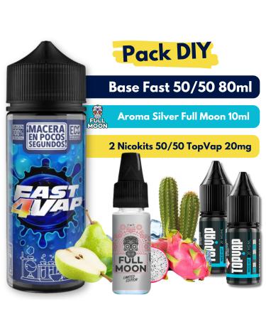 Pack DIY - Base Fast4Vap 50/50 80ml + Aroma Silver Full Moon 10ml + 2 Nicokits TopVap 20mg