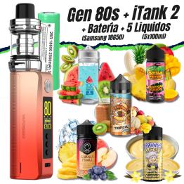 Pack Kit GEN 80S iTank 2 Version (NEON ORANGE) + Pilha Samsung 18650 + 5 Líquidos (5x100ml)