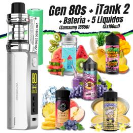 Pack Kit GEN 80S iTank 2 Version (SILVER) + Pilha Samsung 18650 + 5 Líquidos (5x100ml)