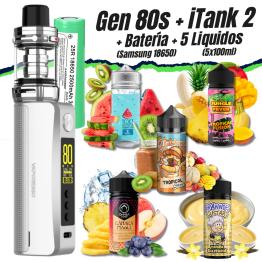 Pack Kit GEN 80S iTank 2 Version (SILVER) + Pilha Samsung 18650 + 5 Líquidos (5x100ml)