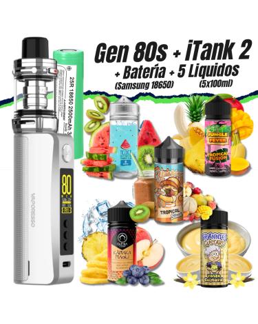 Pack Kit GEN 80S iTank 2 Version (SILVER) + Pilha Samsung 18650 + 5 Líquidos (5x100ml)