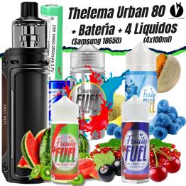 Pack Thelema URBAN 80 (Black Classic Black) LostVape + 1 Pilha Samsung 18650 + 4 Líquidos (4x100ml)