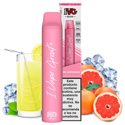 Pink Lemonade 600puffs Ivg Bar Plus 20mg Pod Descartável 】🏅